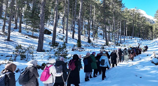 267 kadın karda yürüyüp, şiddete dikkat çekti