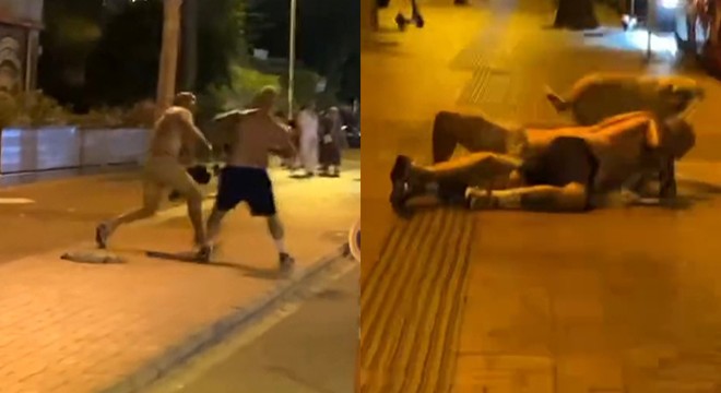 Antalya'da Rusların tekme ve yumruklu kavgası kamerada