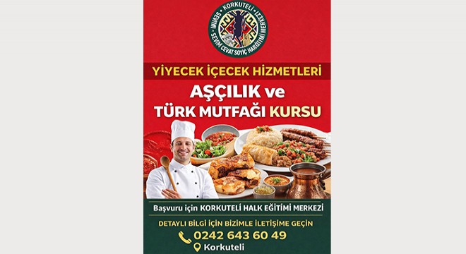Antalya'da halk eğitimden aşçılık ve Türk mutfağı kursu