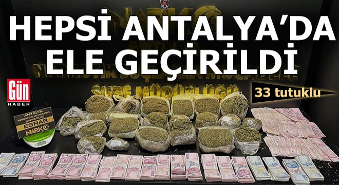 Antalya'da uyuşturucu operasyonu: 33 tutuklu