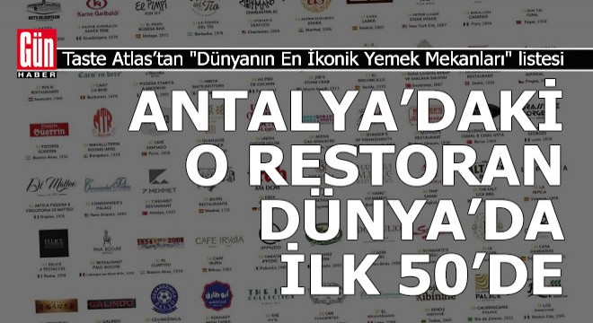 Antalya'nın ünlü restoranı Dünya'da ilk 50'de...