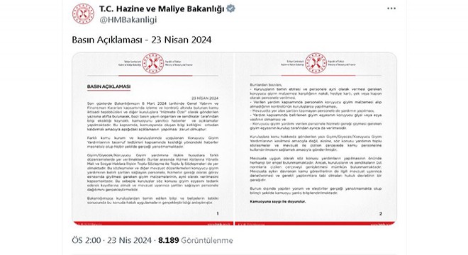 Bakanlıktan 'Giyim Yardımı' açıklaması