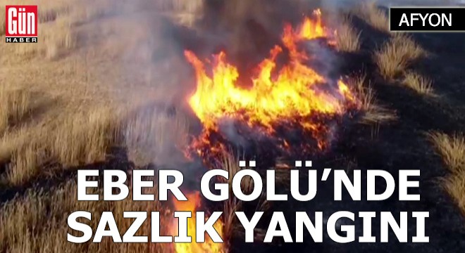 Eber Gölü'nde sazlık alan yangını