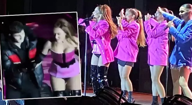 Hadise'nin zor anları: Bir anda sahneye atladı