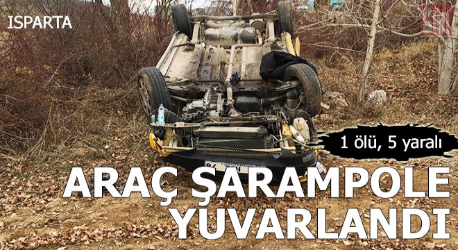 Hafif ticari araç şarampole yuvarlandı: 1 ölü, 5 yaralı