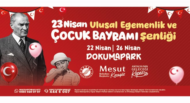 Kepez Belediyesi 23 Nisan Bayramı Şenliği banneri