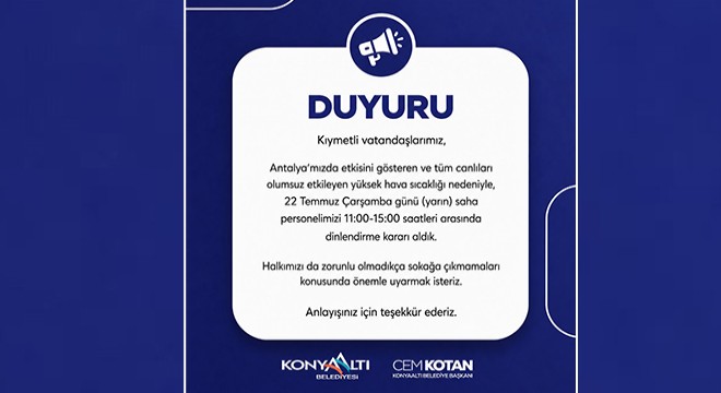 Konyaaltı Belediyesi'nden sıcak hava tedbiri