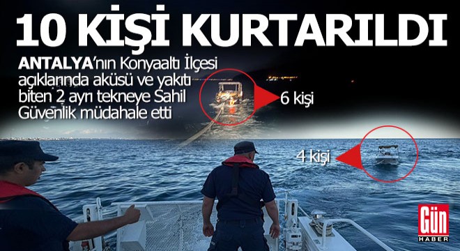 Konyaaltı açıklarında 2 teknede can pazarı; 10 kişi kurtarıldı