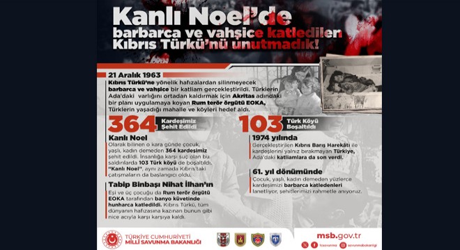 MSB: 'Kanlı Noel' şehitlerimizi rahmetle anıyoruz