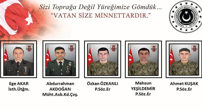 MSB: Metan gazından zehirlenen 5 personelimiz şehit oldu