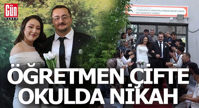 Öğretmen çift okul bahçesinde evlendi