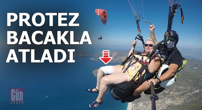 Protez bacakla paraşütten atladı
