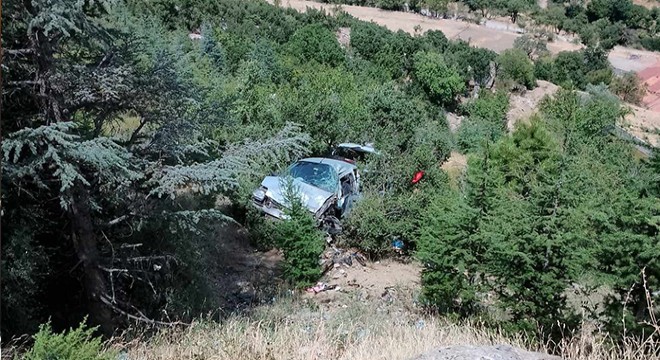 Şarampole devrilen otomobilde sürücü yaralandı