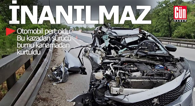 TIR'a arkadan çarpan sürücünün mucize kurtuluşu