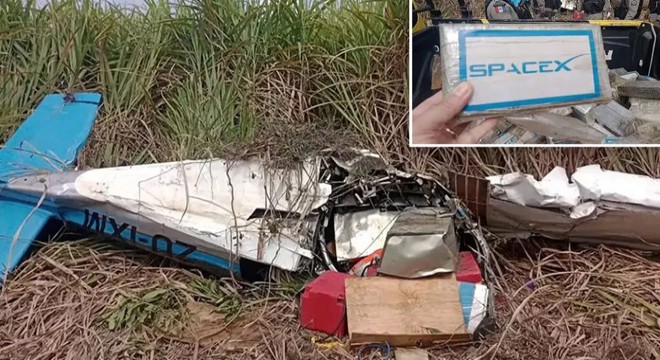Tarlaya düşen uçaktan 180 kilo kokain çıktı
