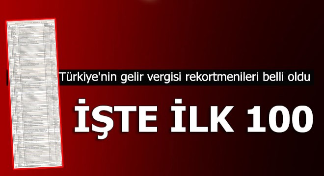 Türkiye'nin gelir vergisi rekortmenleri açıklandı