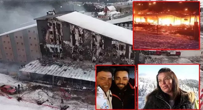 Uludağ'da yanan otelde baba-oğulun ardından ölen anne toprağa verildi
