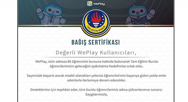 WePlay, Türk Eğitim Derneği (TED) İle El Ele Vererek 86 Öğrencinin Hayallerine Destek Oluyor
