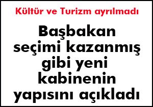 Başbakan seçimi kazanmış gibi kabinenin yapısını açıkladı