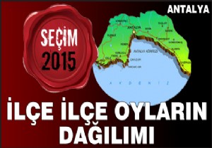 Antalya'da ilçe ilçe oyların dağılımı