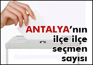 Antalya'nın ilçe ilçe seçmen sayısı