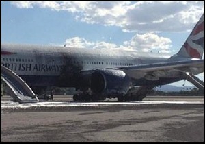 British Airways uçağı Las Vegas'ta yandı, 14 kişi yaralandı!